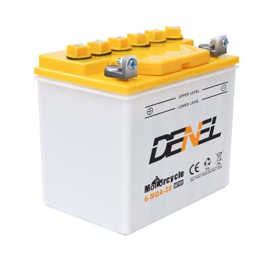 China DENEL 12V 28Ah Car Battery Charging Defender Motorcycle Lead Acid Battery 28Ah for sale