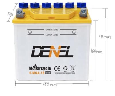 China DENEL Motor Tricycle 12v Motorcycle Battery 185*125*160*173mm for sale