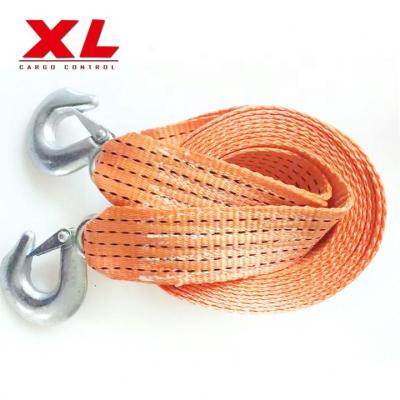 China Heavy Duty 2 Inch 50mm Cargo Webbing Belt Car Engine Lashings Polyester Lashing Belt Boat Winch Strap With Safety Hook for sale