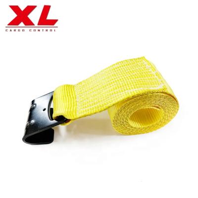 China Yellow Polyester 4 Inch 30ft Winch Straps 16200lbs Boat Polyester Winch Strap With Hook for sale