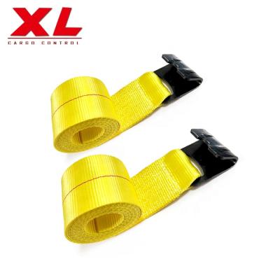 China Polyester 4 Inch 16200lbs Winch Strap With Flat Hook For Tie Down Cargo Strap Webbing for sale