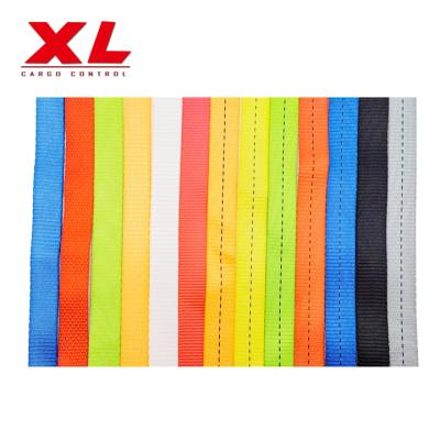 China 100% high tenacity polyester yarn 25mm high strength polyester webbing strap used for ratchet and cam buckle straps for sale