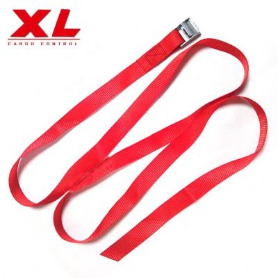 China 100% High Tenacity Polyester Yarn Metal Cam Buckle Tie Down Strong Polyester Lock Strap Luggage Cargo Lash Belt for sale