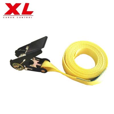 China Polyester 25mm Polyester Ratchet Tie Down Lasing Strap Cargo Belts With Black E-Coating Buckle for sale