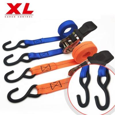 China Polyester 1 Inch High Quality Cargo Lashing Ratchet Tie Down Tie Down 1500lbs Cargo Lashing Strap Belt Straps for sale