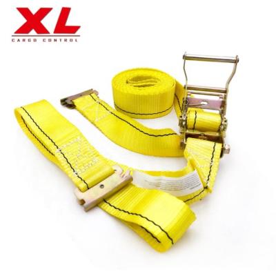 China Polyester 4400 Lbs 2 Inch 50mm Heavy Duty Ratchet Tie Down Cargo Lashing Strap for sale