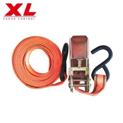 China 100% High Tenacity Polyester Yarn Lashing Heavy Duty Wholesale Belt Cargo Ratchet Tie Down Tension Belt Ratchet Straps With S Hook for sale