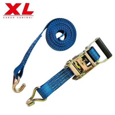 China Best Polyester Motorcycle Custom Ratchet Tie Downs 1.5 Inch 3.8cm Lashing Belt For Cargo Securing Straps 3000kgs for sale