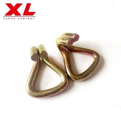 China 2.5cm Heavy Duty Steel Strap 800kgs 25mm Hooks Cargo Lashing Double J Hook for sale