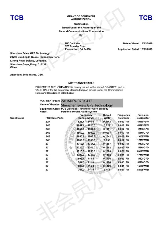 FCC - Shenzhen Eview GPS Technology