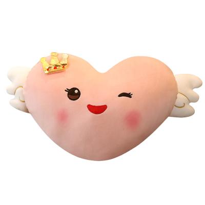 China Valentine Gift Custom Plush Heart Shape Eco-Friendly Pillow With Angel Wings for sale