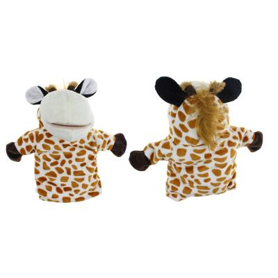 China Eco-friendly Giraffe Plush Toy Hand Puppet Baby Animal Educational Hand Puppets for sale