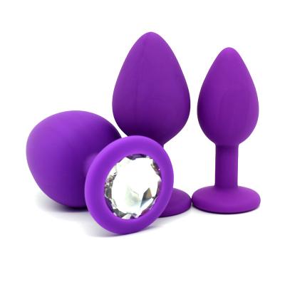 China Anal Plug Crystal Diamond Anal Toys Butt Plug Size Anal Silicone Pink S/M/L For Couples Anus Dilator Prostate Massager for sale