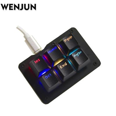 China Backlight 6 Key Function Wireless Mechanical Keyboard RGB Macro Self Setting Custom Keycap With Software Programming Keypad for sale