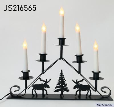 China Modern Christmas Candle Iron Deer Candle Holder Christmas Table Centerpiece Candle Decoration for sale