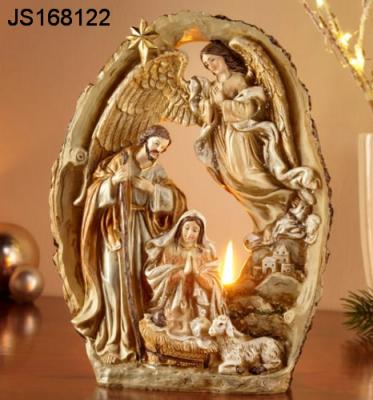 China Retro Polyresin Religion Design Christmas Table Candlestick for sale