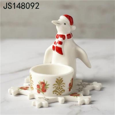 China Home Decoration Christmas Craft Candle Holder Penguin Table Decoration for sale