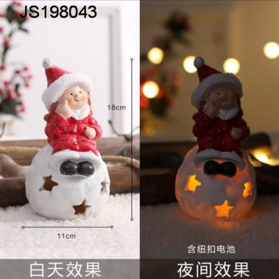 China Simple Christmas Child With LED Snowball Decoration Ornament for sale