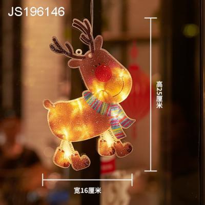 China Simple Christmas Deer Pendants On Glass With Sucker And LED Light for sale