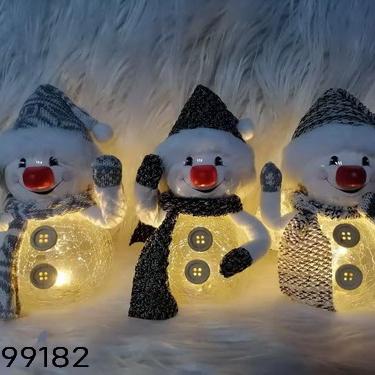 China Festival Parties Christmas Snowman Design LED Glass Ball Desk Ornaments for sale