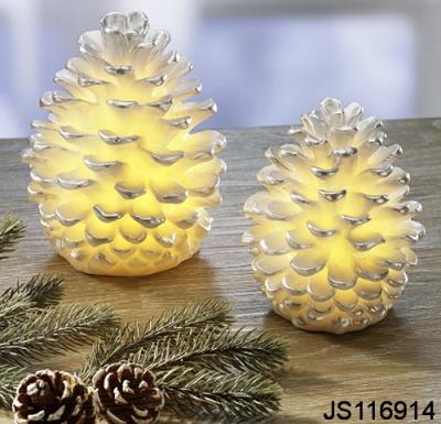 China Polyresin Set of 2 Pine Cones PineCones LED Light Cone Table Decor for sale