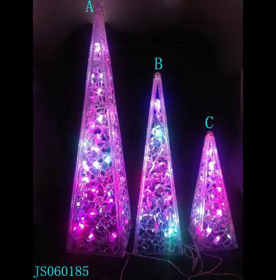 China Glass Set Of 3 Pyramids Decor With Slowly 96 Colored Flickering Led Lighting for sale