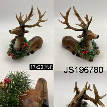 China Vivid Deer Simple Design Christmas Resin Craft Desktop Ornaments for sale