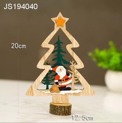 China Wooden Hollow Tree Design Christmast Ornament Christmas Table Decoration for sale