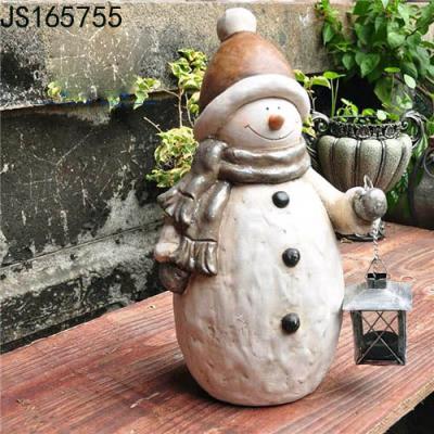 China MgO Snowman Lantern Design Christmas Door Smooth Metal Decorative Ornaments for sale