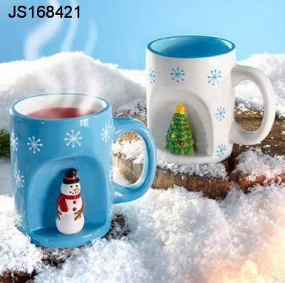 China Dolomite Christmas Decoration Holiday Mug 3D Snowman Christmas Tree Mug Christmas Ceramic Mugs Mug for sale