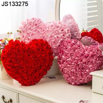 China 100% Polyester Valentines Gifts Red Rose Heart Shape Stuffed Pillow for sale