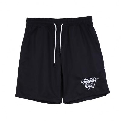 China Anti-wrinkle Stock Dropshipping Black Embroidered Logo Jogger Polyester Men Shorts for sale