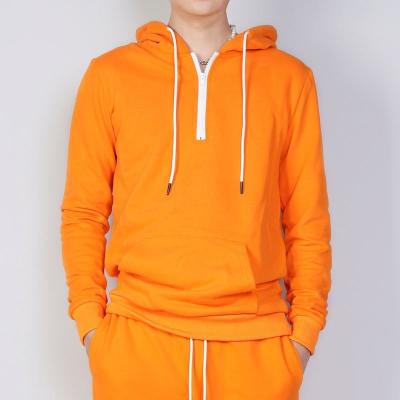 China Breathable Orange Zipper Pocket Loose Fit Graphic Sweatshirt And Sweatpants Mens Cotton Sweatshirt for sale