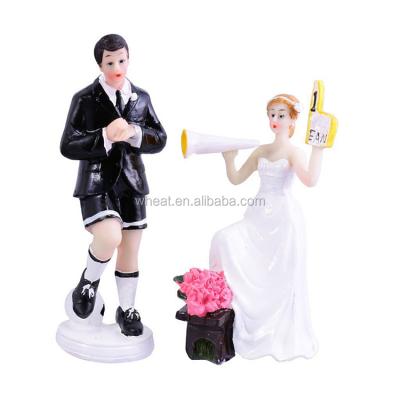 China Wedding Pairs Soccer Football Theme Wedding Resin Cake Topper for sale