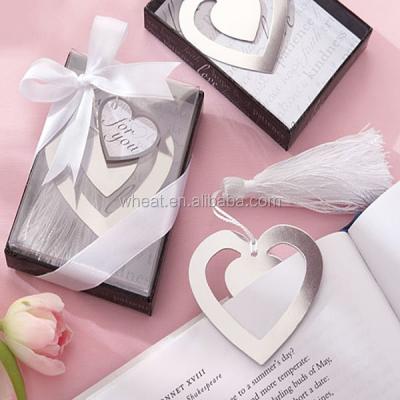 China Silver-finish heart-shaped Europe bookmark with elegant silk tassel for sale