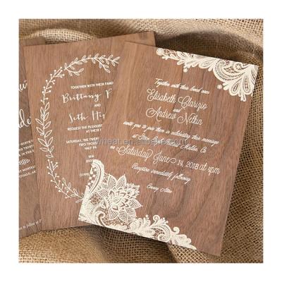 China North America China Factory Price Personalized Printing Wedding Wooden Invitation Card With RSVP for sale