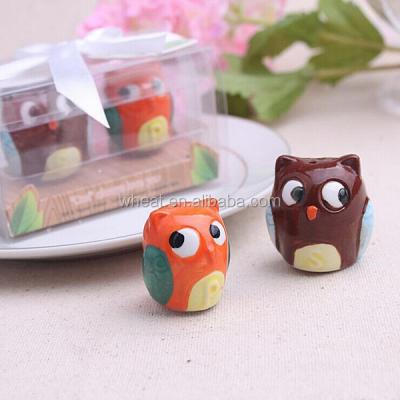 China Sustainable Marriage Favors Owl Ceramic Salt and Pepper Shakers for sale