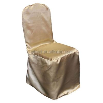 China Light Yellow Simple Wedding Hotel Banquet Satin Chair Cover for sale