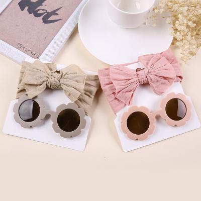 China BAOLI BAOLI Children's Hair Accessories Baby Bow Nylon Hair Band Princess Summer Sunglasses Set Small for sale