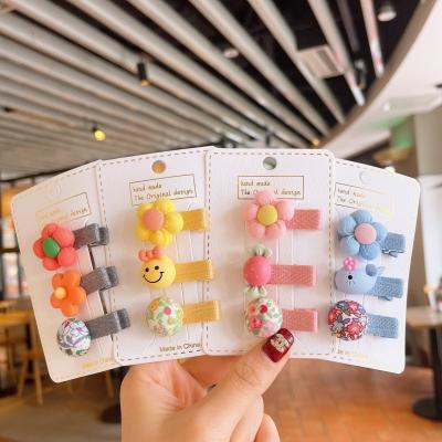 China Korean Fashion Baoli 3pcs/set Cute Baby Hair Clips For Girls No Crease Hair Clips Flower Candy Hairpin for sale