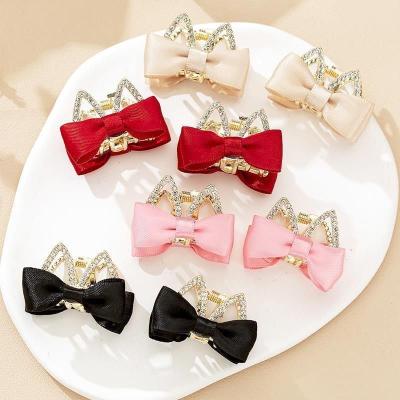 China Wholesale Baoli Hair Accessories Rhinestone Hairpin Female High Ponytail Clip Artifact Bow Small Hair Clip Soft Fixed Double Sided Claw Clip for sale