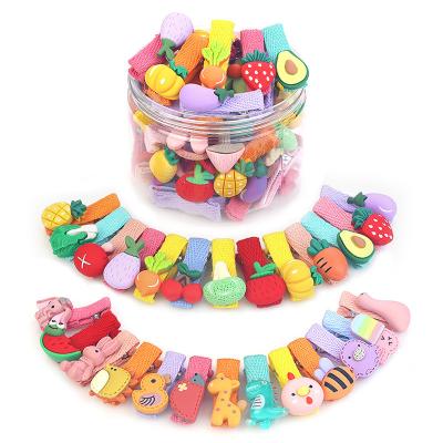 China Decoration Girls 26Pcs Cute Fruit Pattern Cartoon Cloth Hair Barrettes Fully Striped Hair Pins Hair Accessories For Kids Toddlers Children for sale