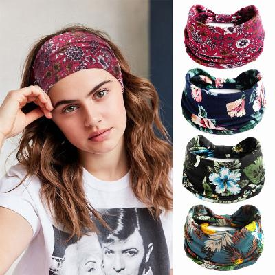 China Ethnic Edition Women's Cross Hair Accessories Cashew Yoga Sports Headbands Baoli Bohemian Style Knot Cross Hair Accessories Stretch Hair Band for sale