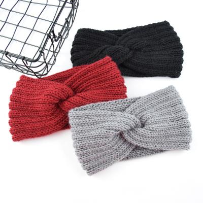 China Wholesale Hair Accessories Baoli Winter Cold Weather Ear Warmer Women Girls Crochet Cross Bow Knitted Head Bands Shape Hair Warm Bands for sale