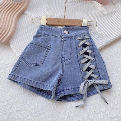 China Breathable Toddler 2-8Y Kids Girls Jeans Summer Casual Shorts Lace Decorate M3508 for sale