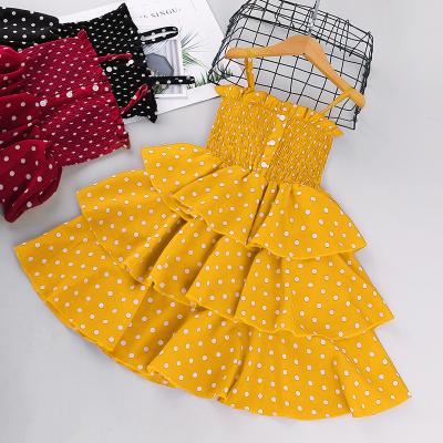 China Breathable Strap 3-8years Baby Dress Girls For Summer Polka Dot Layered M2077 for sale