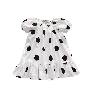 China Breathable 2-6 Years Kids Girls Polka Dots Dress Summer Short Puff Sleeve Dress MX55320 for sale