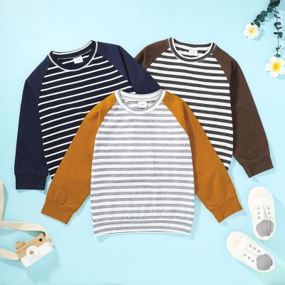 China Breathable 1-5 Years Kids Sweatshirt Boys Striped Long Sleeve O Neck Full MHP10356A for sale