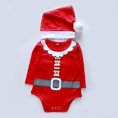 China Polyester/Cotton Baby Boy Long Sleeve Outfit Newborn Christmas Red Romper Overalls With Santa Hat M3320 for sale