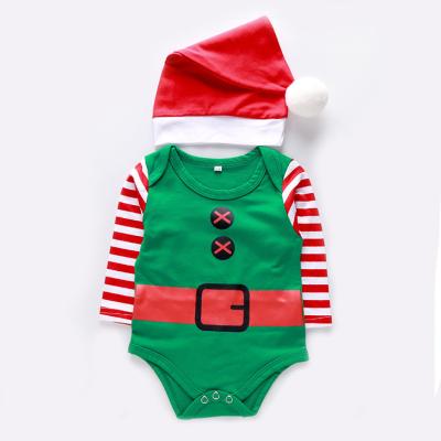 China Polyester/Cotton Baby Christmas Outfit Newborn Jumpsuit Christmas Tops Long Sleeve Romper Boy Girl Clothes With Santa Hat M3319 for sale